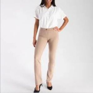 BetaBrand Pull On Dress Yoga Pant Size LP Khaki Boot Cut Hem Stretch Business
